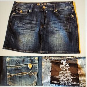 13 IZ PREMIUM DENIM whisker wash BLUE JEAN MINI SKIRT JUNIOR
